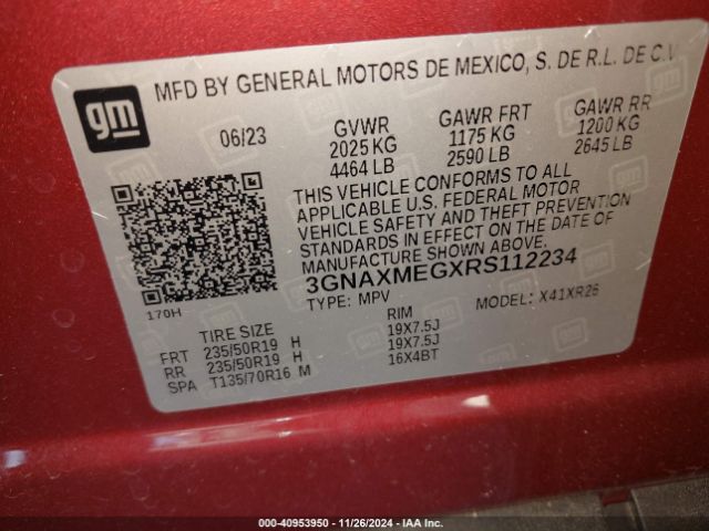 3GNAXMEGXRS112234 Chevrolet Equinox Fwd Rs