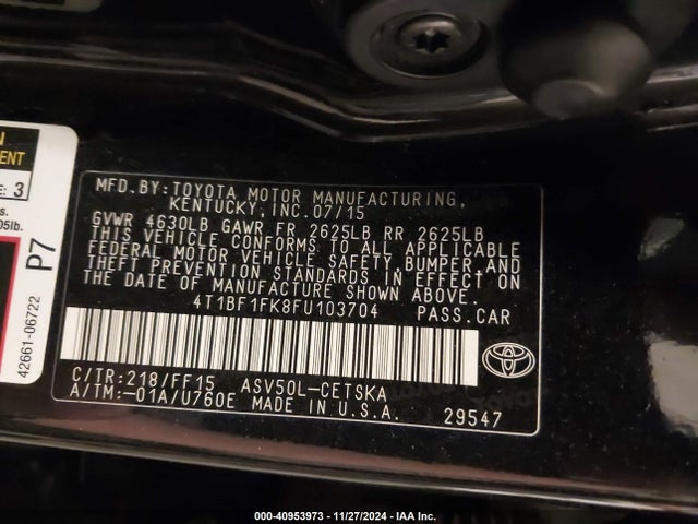 Toyota CAMRY SE 2015 4T1BF1FK8FU103704 Image 9