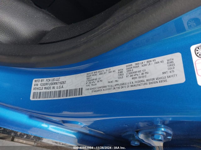 1C6SRFU9XMN716267 RAM 1500 Trx  4x4 5'7 Box