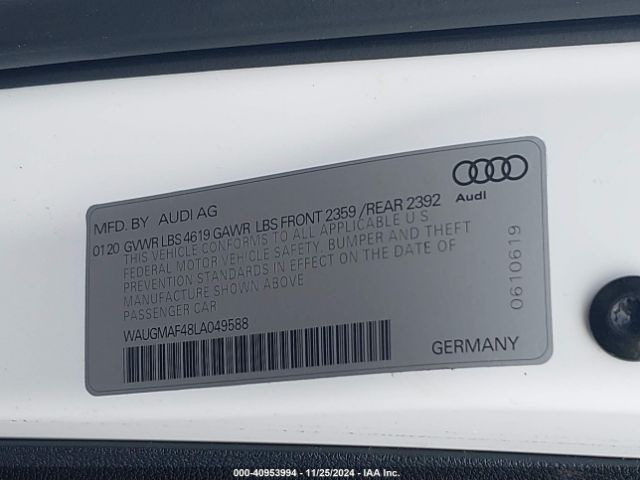 WAUGMAF48LA049588 Audi A4 Premium 40 Tfsi Front-wheel Drive S Tronic