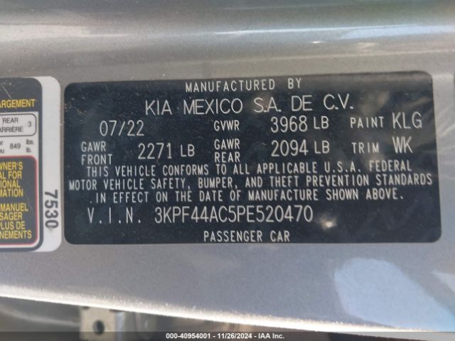 3KPF44AC5PE520470 KIA FORTE GT