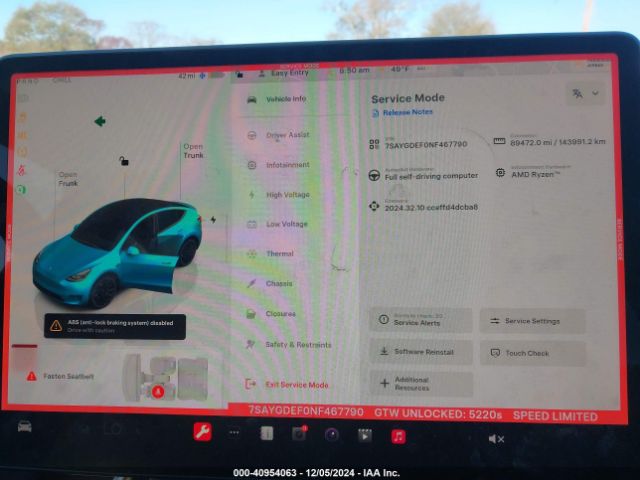 7SAYGDEF0NF467790 Tesla Model Y Performance Dual Motor All-wheel Drive