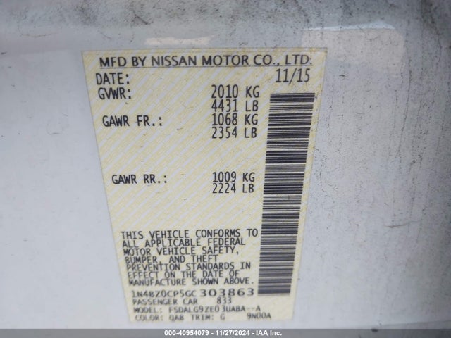Nissan Leaf Sl 2016 1N4BZ0CP5GC303863 Image 8