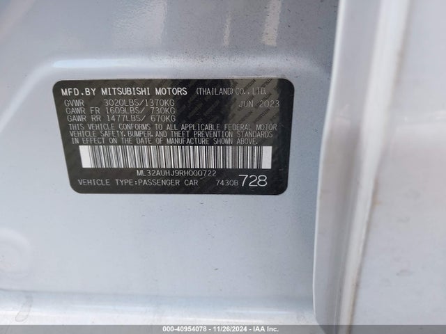 2024 MITSUBISHI MIRAGE ML32AUHJ9RH000722 Photo 8