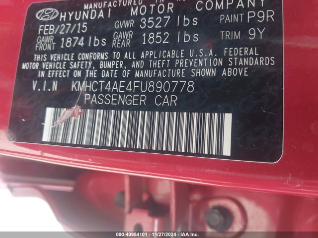 KMHCT4AE4FU890778 Hyundai ACCENT GLS