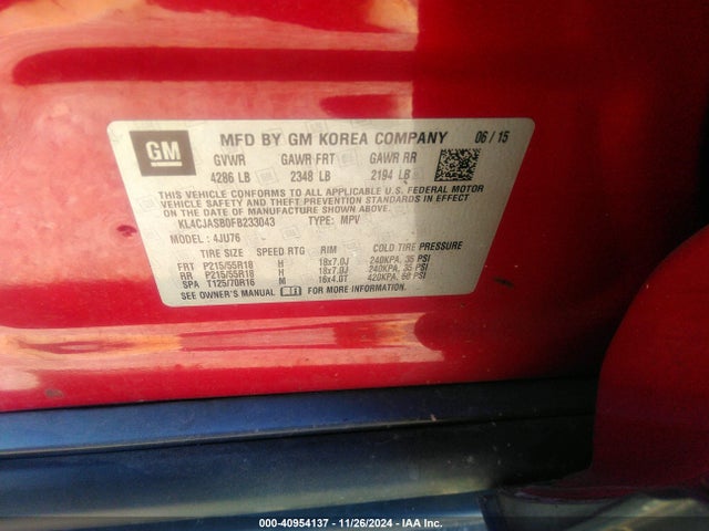 KL4CJASB0FB233043 Buick Encore