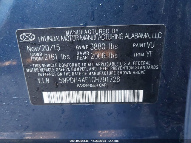 Hyundai Elantra Value Edition 2016 5NPDH4AE1GH791728 Image 9