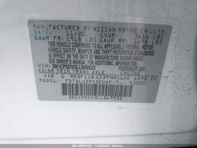 3N1CP5DV3LL569933 Nissan Kicks Sr Xtronic Cvt