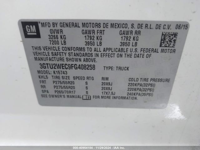 3GTU2WEC9FG408258 GMC Sierra 1500 Denali