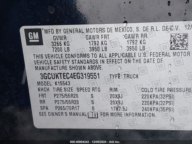 3GCUKTEC4EG319551 Chevrolet Silverado 1500 High Country