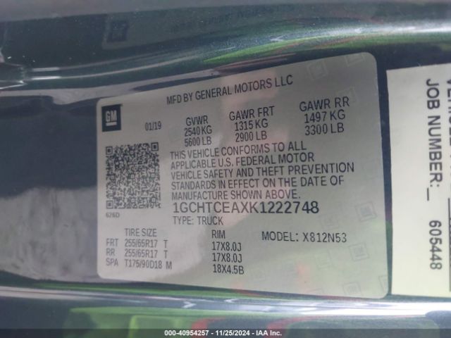 1GCHTCEAXK1222748 Chevrolet Colorado Lt