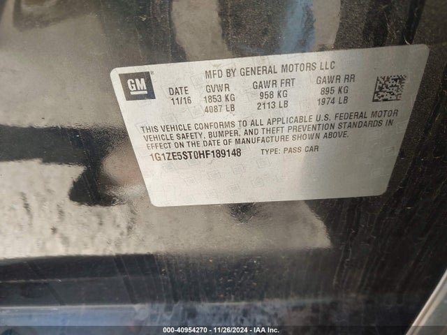 1G1ZE5ST0HF189148 Chevrolet MALIBU 1LT