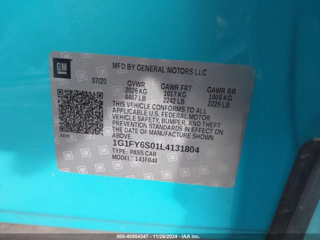 1G1FY6S01L4131804 Chevrolet Bolt Ev Fwd Lt