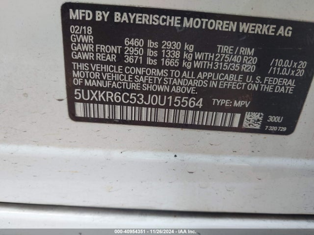 5UXKR6C53J0U15564 BMW X5 Xdrive50i