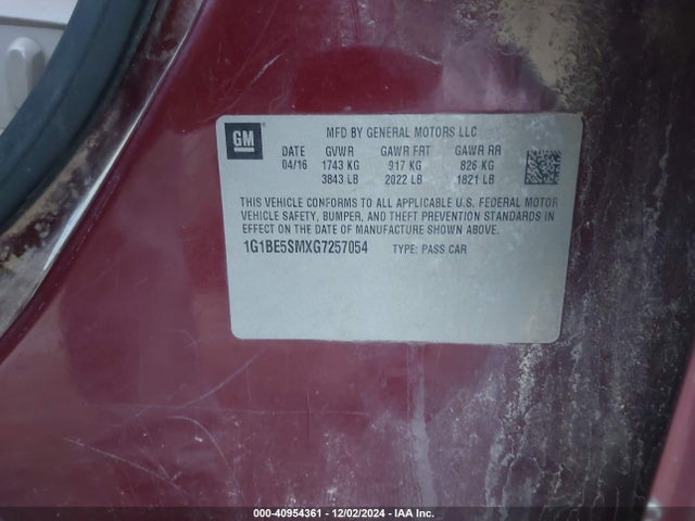 1G1BE5SMXG7257054 Chevrolet Cruze Lt Auto