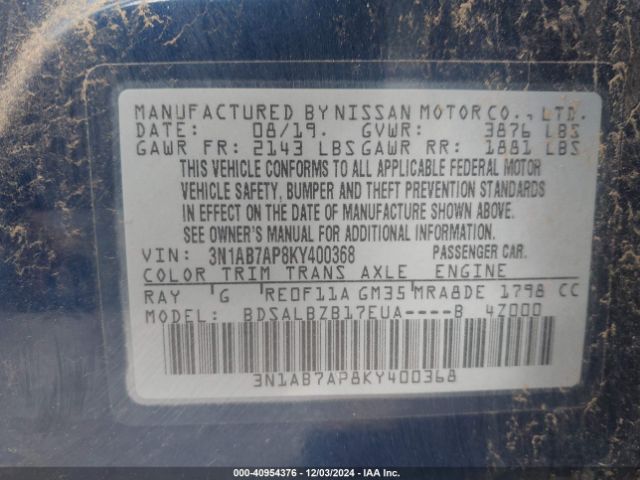 3N1AB7AP8KY400368 Nissan SENTRA S