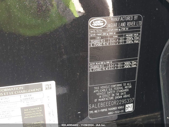 SALEBEEE0R2295337 Land Rover Defender 110 P525 V8