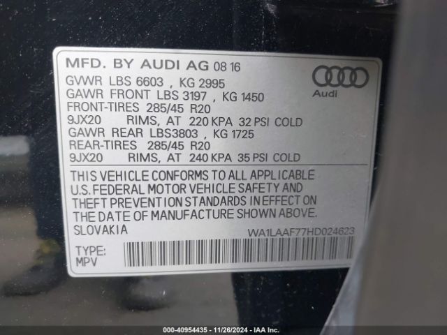 WA1LAAF77HD024623 Audi Q7 3.0t Premium