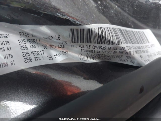 Dodge Grand Caravan Gt 2019 2C4RDGEG3KR641002 Image 9