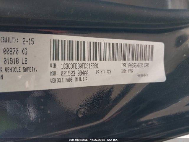 Dodge DART SXT 2015 1C3CDFBB0FD315891 Image 9