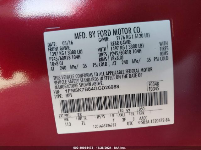 1FM5K7B84GGD26988 Ford Explorer