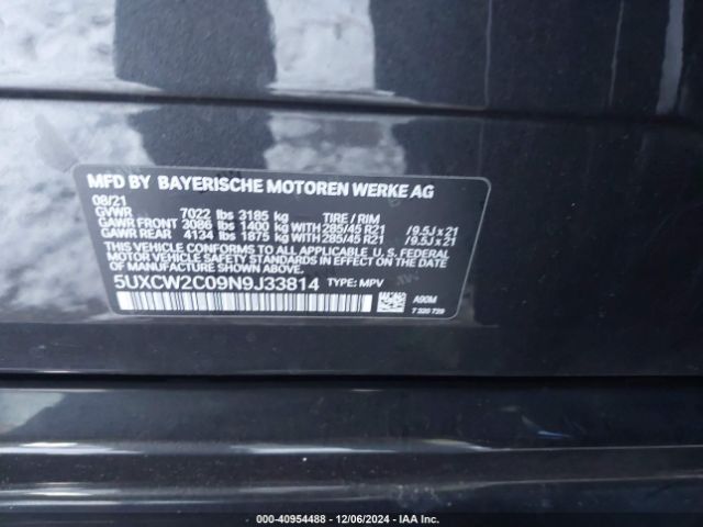 5UXCW2C09N9J33814 BMW X7 Xdrive40i