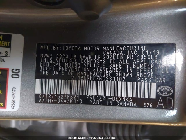 Toyota COROLLA LE 2019 2T1BURHE7KC231102 Image 9
