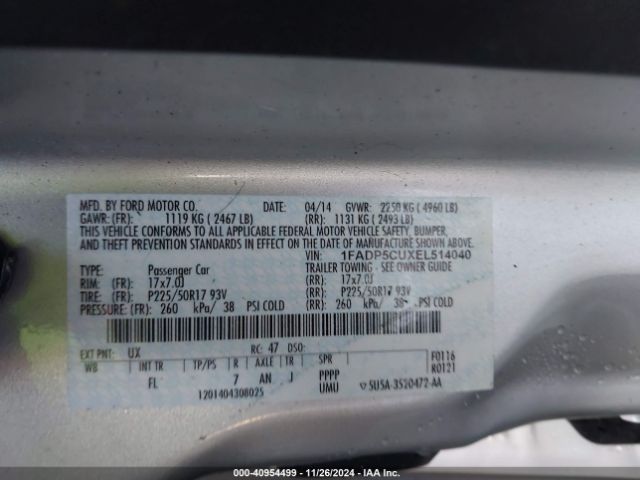 1FADP5CUXEL514040 Ford C-max Energi Sel