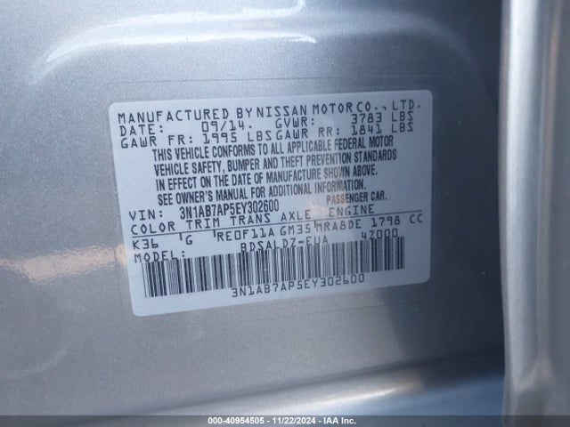 Nissan SENTRA SV 2014 3N1AB7AP5EY302600 Image 9