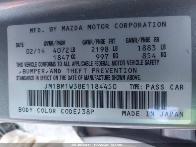 JM1BM1W38E1184450 Mazda Mazda3 S Grand Touring