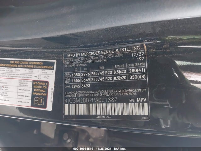 4JGGM2BB2PA001387 Mercedes-Benz Eqe 350+ Suv
