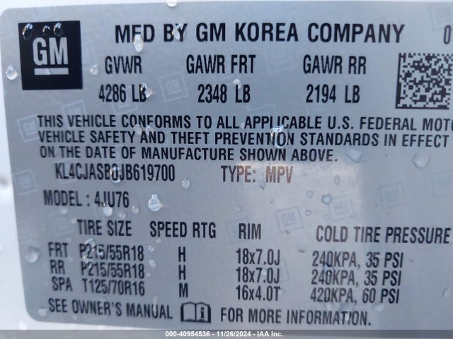 KL4CJASB0JB619700 Buick Encore Preferred