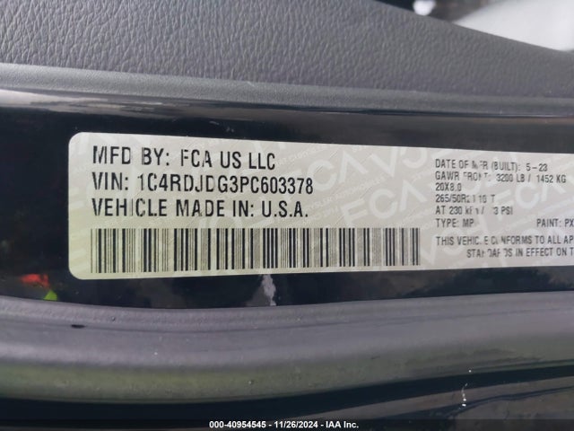 1C4RDJDG3PC603378 Dodge Durango Gt Plus Awd