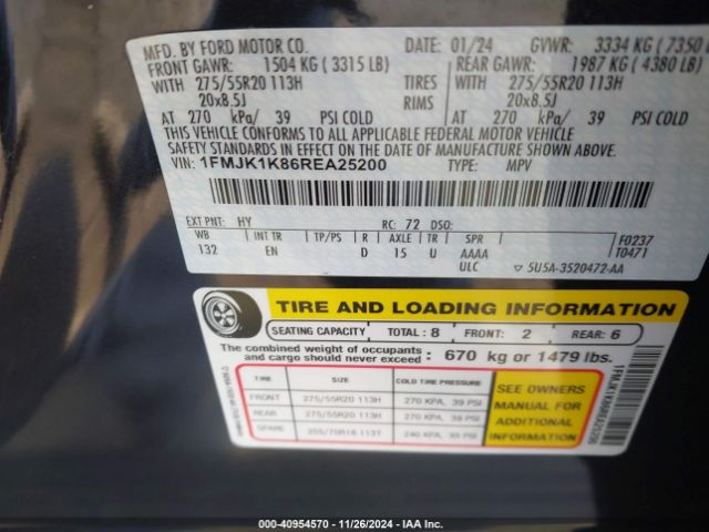 1FMJK1K86REA25200 Ford Expedition Limited Max