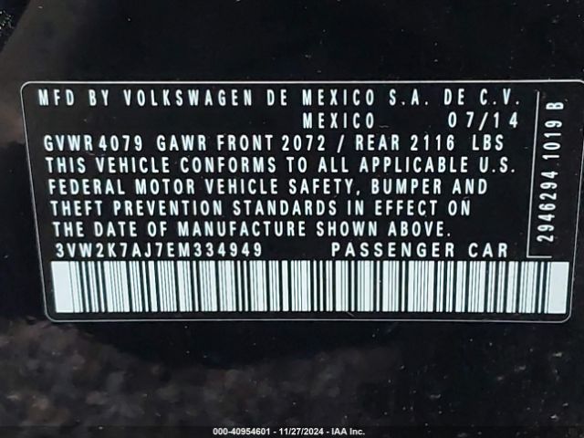 3VW2K7AJ7EM334949 Volkswagen Jetta 2.0l S