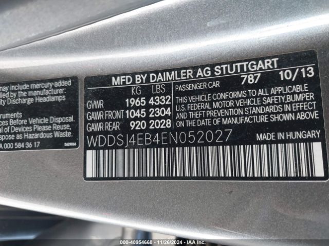WDDSJ4EB4EN052027 Mercedes-Benz CLA 250