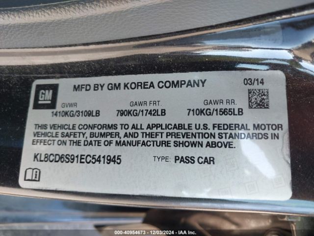 KL8CD6S91EC541945 Chevrolet Spark 1lt Auto