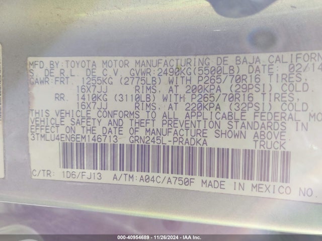 Toyota Tacoma Double Cab 2014 3TMLU4EN6EM146713 Image 9