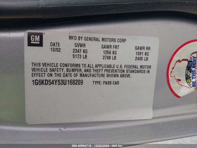 2003 CADILLAC DEVILLE 1G6KD54Y53U168209 Photo 8