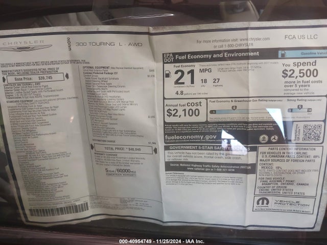 2C3CCASG2PH614322 Chrysler 300 Touring L Awd