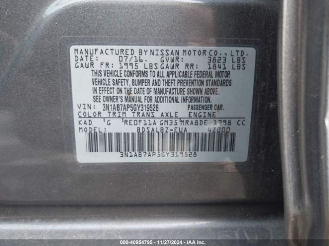 3N1AB7AP5GY319528 Nissan SENTRA S