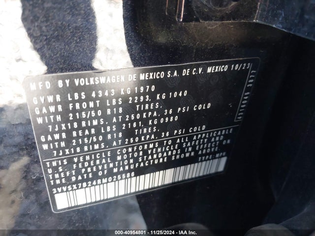 3VVSX7B24RM025586 Volkswagen Taos 1.5t Se