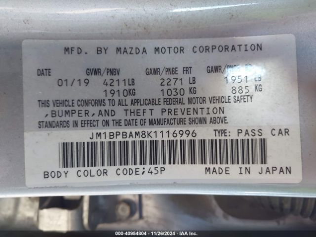 JM1BPBAM8K1116996 Mazda Mazda3 Select Package