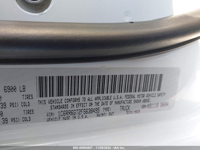 RAM 1500 Big Horn 2015 1C6RR6GT2FS638495 Image 9