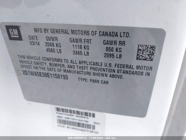 2G1WA5E38E1158193 Chevrolet Impala Limited Ls