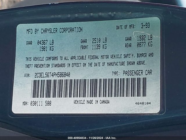 1993 CHRYSLER CONCORDE 2C3EL56T4PH586840 Photo 8