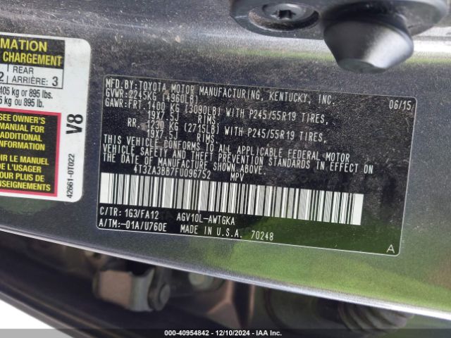4T3ZA3BB7FU096752 Toyota VENZA LE