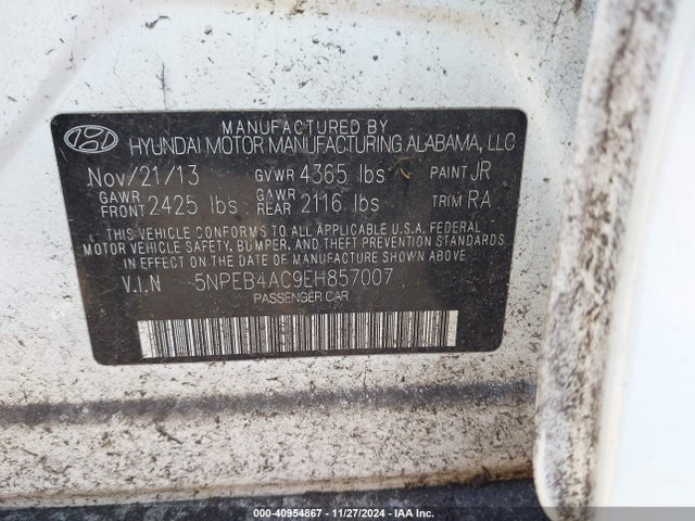 Hyundai SONATA GLS 2014 5NPEB4AC9EH857007 Image 9
