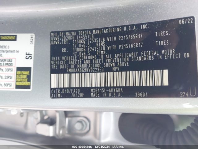7MUBAABG9NV022353 Toyota Corolla Cross Le