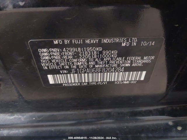 JF1GPAU68F8204284 Subaru Impreza 2.0i Sport Premium